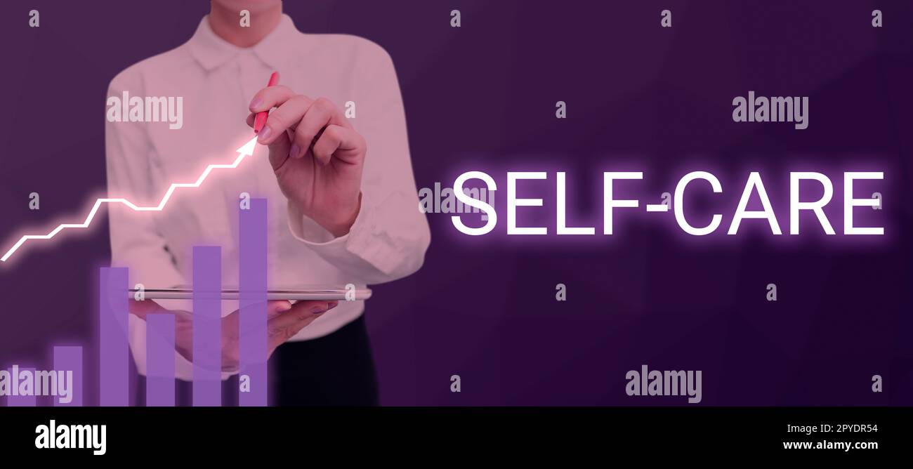 Handschrift Text Self Care. Geschäftsansatz die Praxis, Maßnahmen zur Verbesserung der eigenen Gesundheit zu ergreifen Stockfoto