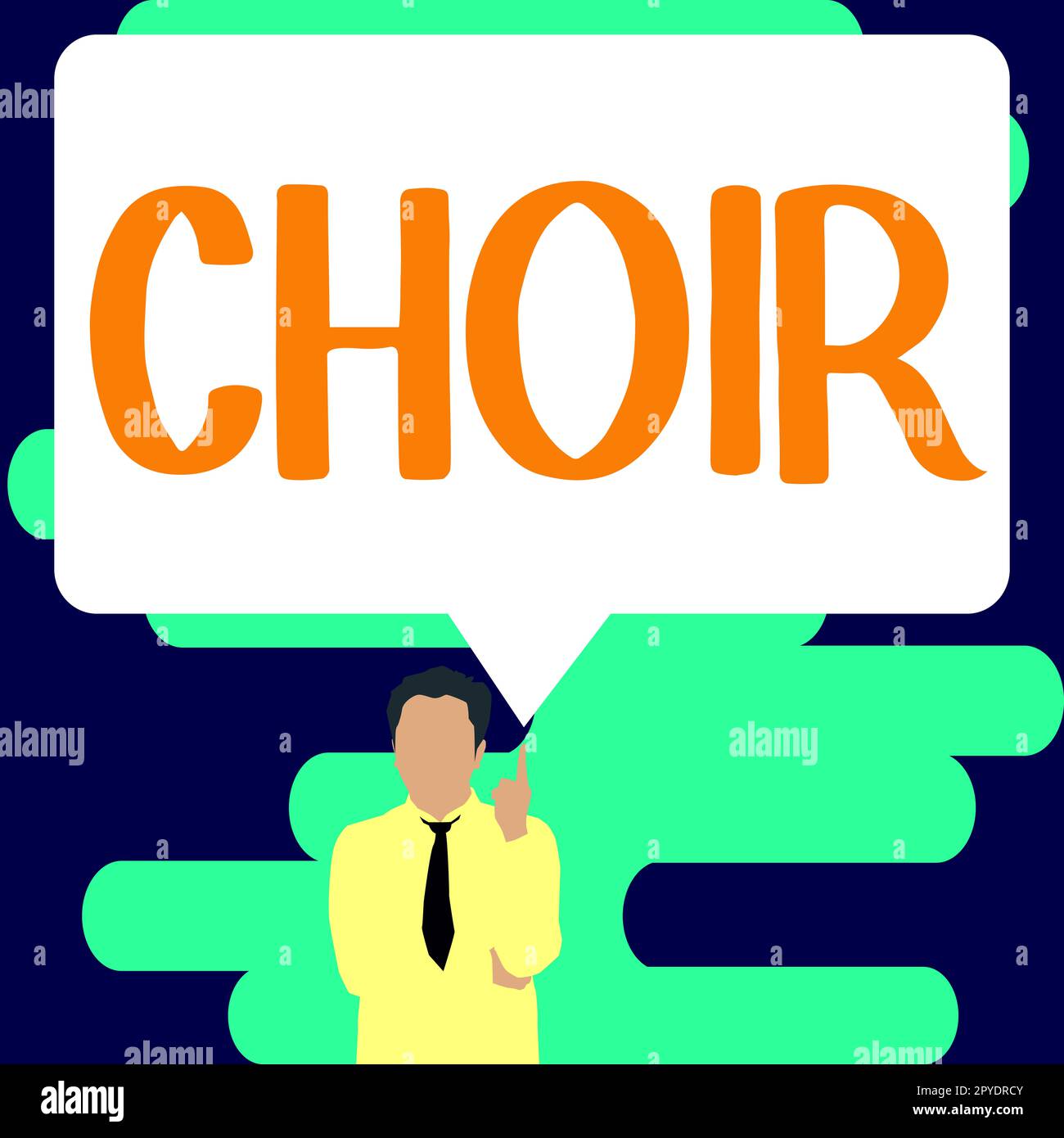 Handschrift für das Zeichen Chor. Ein Wort, das auf eine Gruppe geschrieben wurde, die Ensemble singen soll Stockfoto