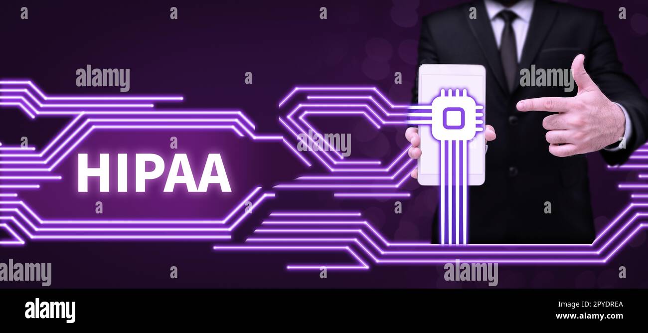 Handschriftliches Schild HIPAA. Das Wort für Akronym steht für Health Insurance Portability Accountability Stockfoto