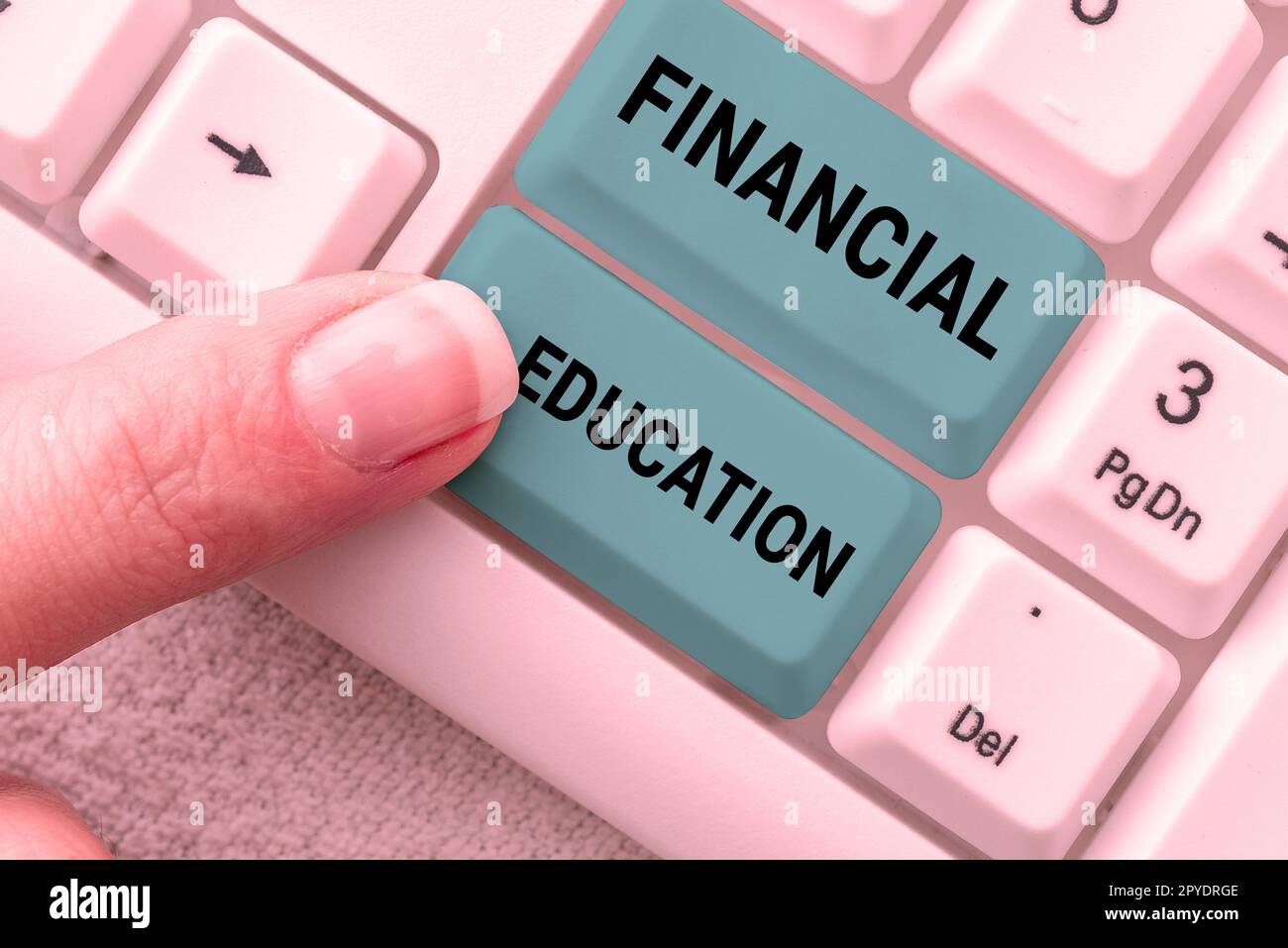 Handgeschriebenes Schild Financial Education. Internetkonzept Verständnis von Währungsbereichen wie Finanzen und Investitionen Stockfoto