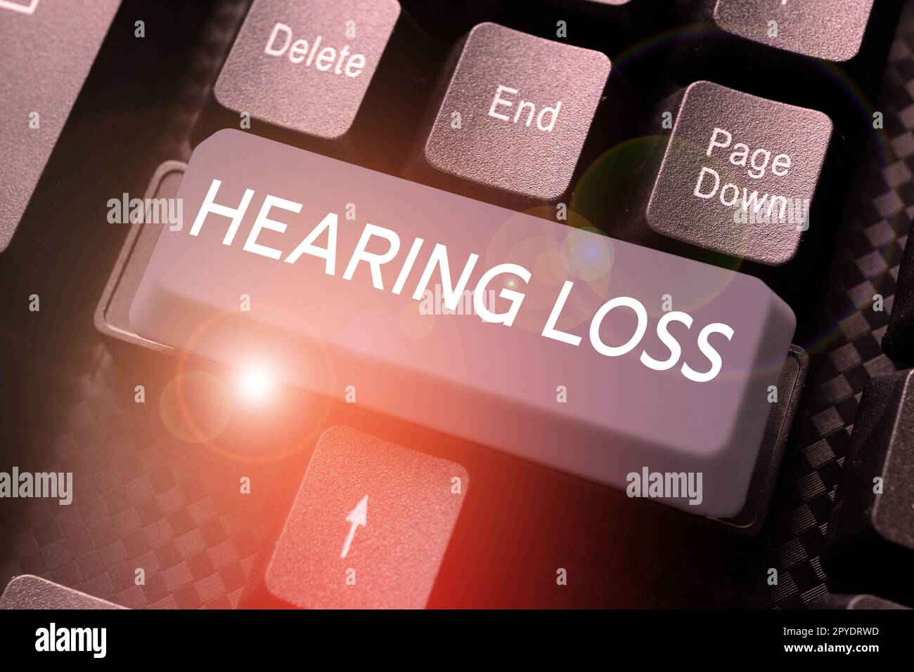 Handschriftzeichen Schwerhörigkeit. Das Wort für ist die teilweise oder vollständige Unfähigkeit, Geräusche normal zu hören Stockfoto