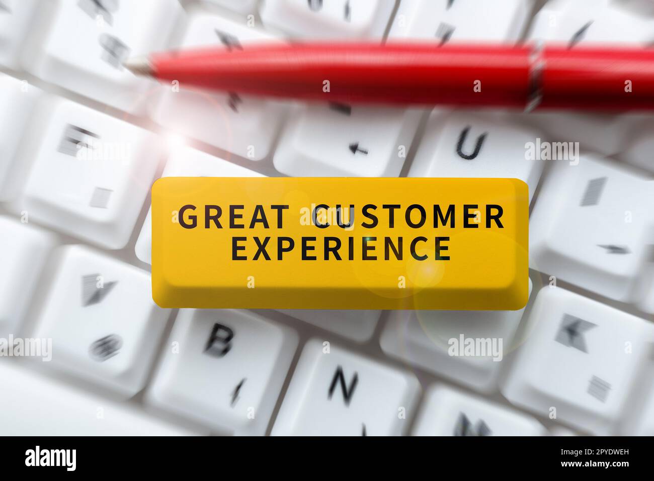 Konzeptionelle Überschrift herausragende Kundenerfahrung. Konzept bedeutet, auf freundliche und hilfreiche Weise auf Kunden zu reagieren Stockfoto