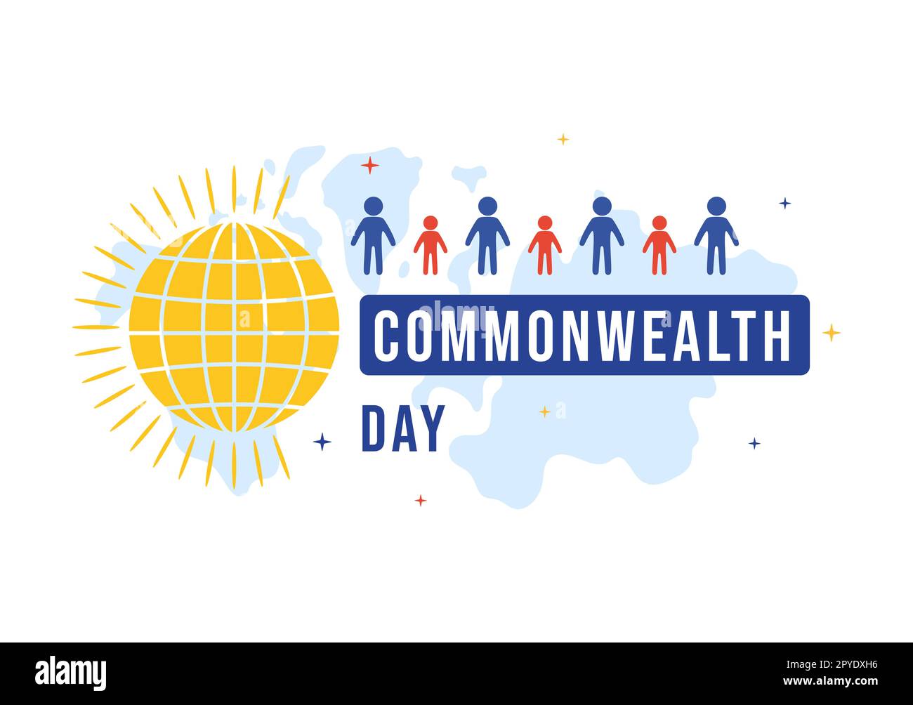 Commonwealth of Nations Day am 24. Mai Illustration mit Hilfs führt Aktivitäten von Commonwealth-Organisationen in flachen, handgezeichneten Vorlagen an Stockfoto