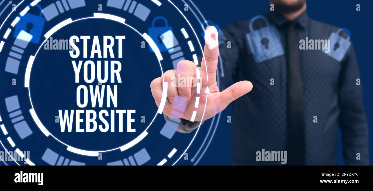 Handschriftlicher Text Erstellen Sie Ihre eigene Website. Unternehmensübersicht dient als Erweiterung einer Visitenkarte eine persönliche Website Stockfoto