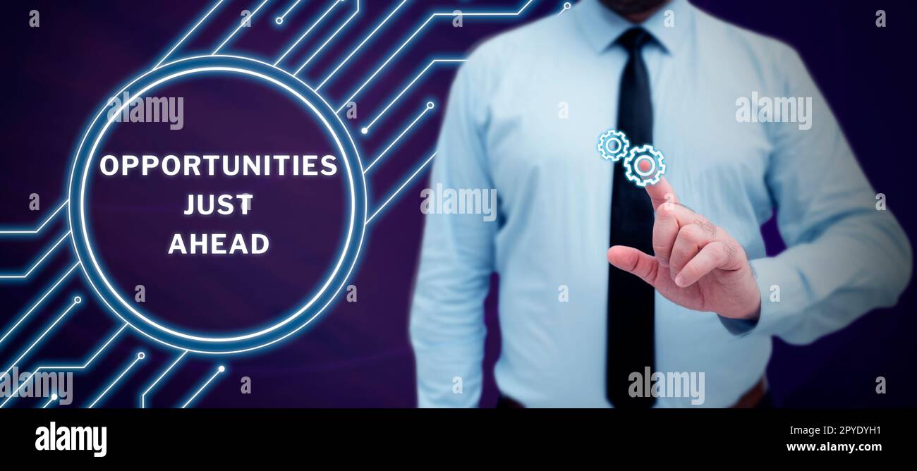 Möglichkeiten für konzeptionelle Beschriftungen liegen vor uns. Konzeptionelle Fotos von Umständen, die es ermöglichen, etwas in kurzer Zeit zu tun Stockfoto