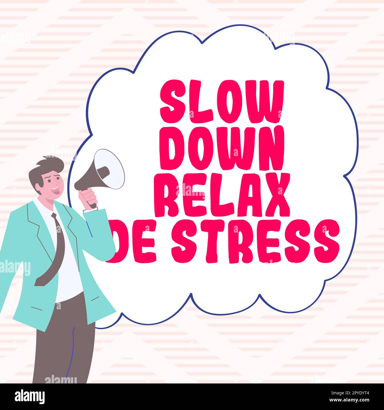 Schild mit der Anzeige Slow Down Relax De Stress. Konzeptfoto Have a Pause Stresspegel reduzieren Ruhe Stockfoto