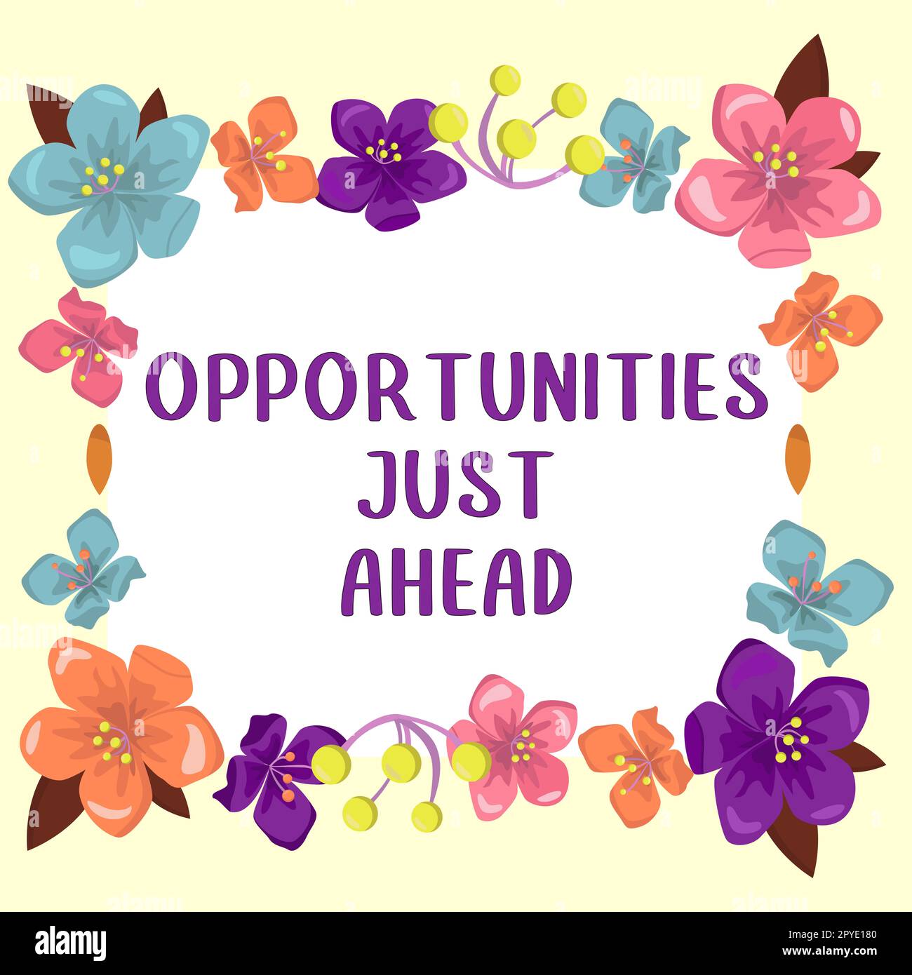 Unterschreiben Sie, um die Chancen direkt vor Ihnen anzuzeigen. Ein Wort über eine Reihe von Umständen, die es ermöglichen, etwas in kurzer Zeit zu tun Stockfoto