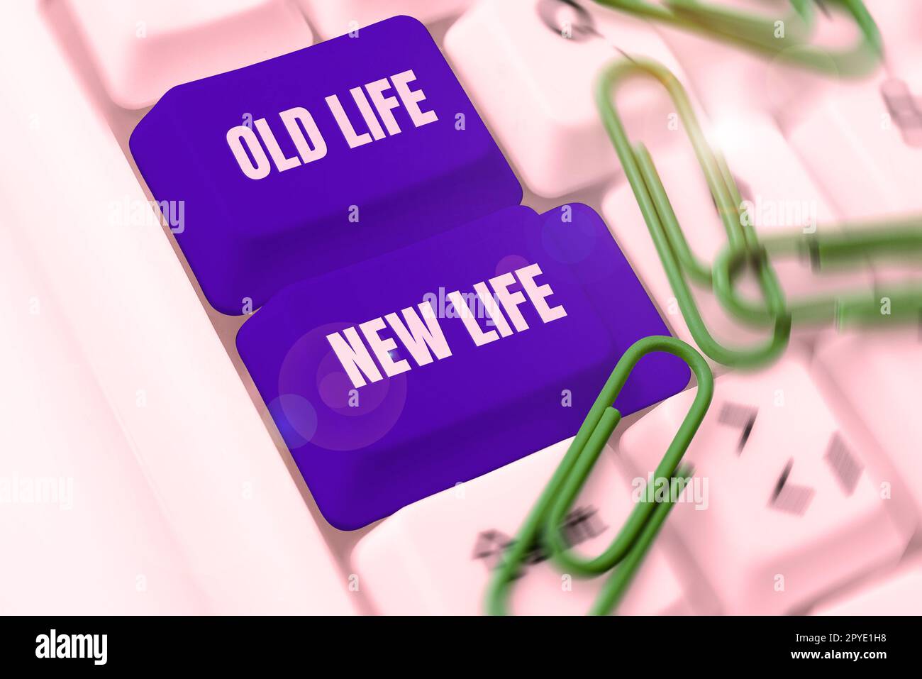 Schild mit der Aufschrift Old Life New Life. Geschäftsansatz Neuformulieren der persönlichen Bedeutung im Leben und Festlegen eines neuen Lebensziels Stockfoto
