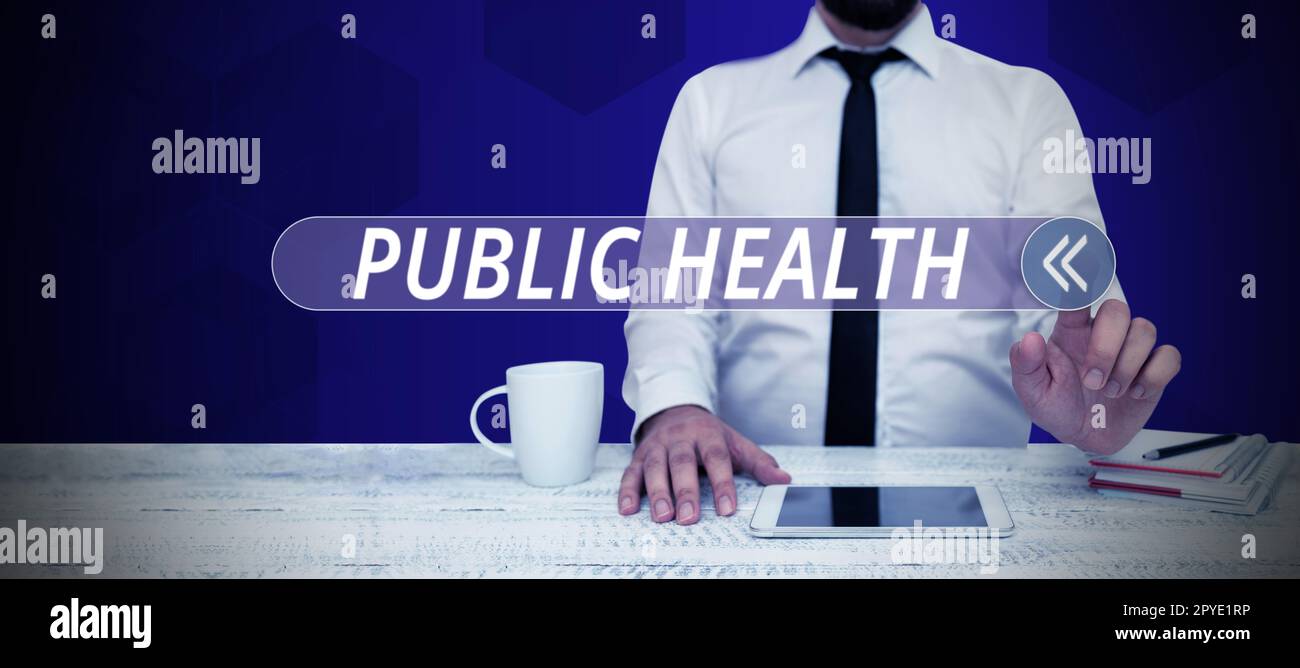 Textunterschrift präsentiert Public Health. Unternehmerischer Ansatz zur Förderung einer gesunden Lebensweise für die Gemeinschaft und ihre Menschen Stockfoto