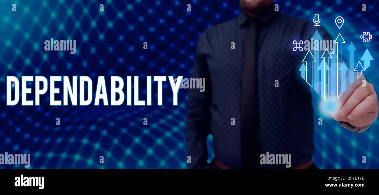 Handschriftliche Schilderzuverlässigkeit. Konzept bedeutet, dass man sich auf sie verlassen kann Stockfoto