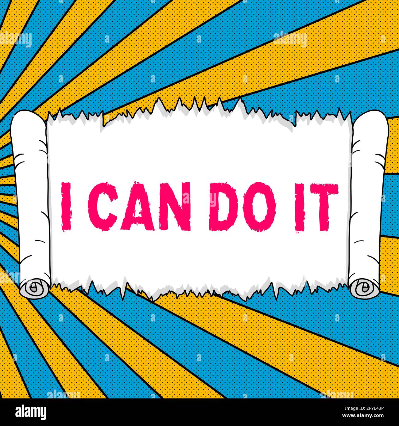 Konzeptionelle Darstellung I Can Do IT. Ein Wort über die Bereitschaft, Herausforderungen anzunehmen und anzunehmen, eine gute Einstellung Stockfoto