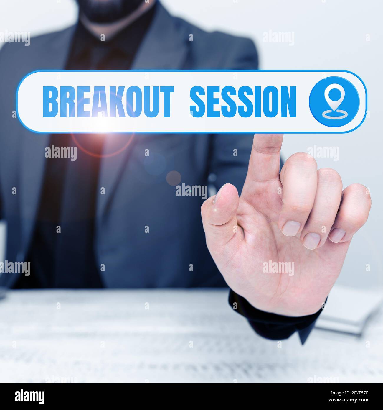 Konzeptunterschrift Breakout Session. Wort für Workshop-Diskussion oder Präsentation zu einem bestimmten Thema Stockfoto