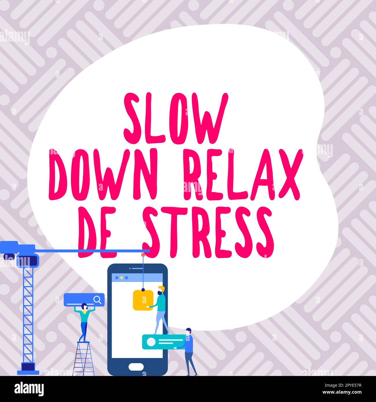 Schild mit der Anzeige Slow Down Relax De Stress. Business Showcase eine Pause einlegen Stresspegel reduzieren Ruhe bewahren Stockfoto