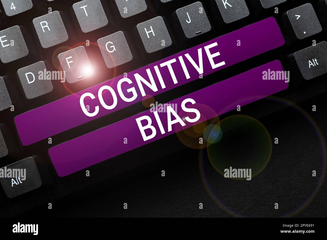 Textbeschriftung mit kognitiven Vorurteilen. Internet-Konzept psychologische Behandlung psychischer Störungen Stockfoto