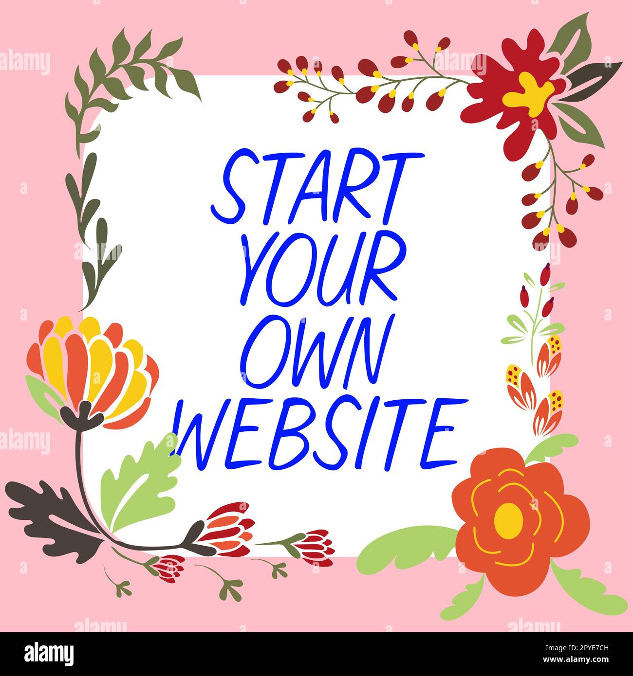 Handschriftlicher Text Erstellen Sie Ihre eigene Website. Der Geschäftsansatz dient als Erweiterung einer Visitenkarte und einer persönlichen Website Stockfoto