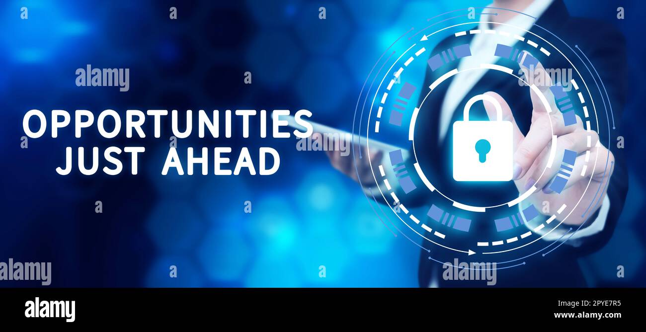 Schreiben und Anzeigen von Textmöglichkeiten direkt vor uns. Geschäftsideen Zusammenstellung von Umständen, die es ermöglichen, etwas in kurzer Zeit zu tun Stockfoto