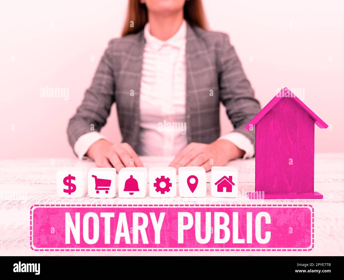 Begrifflicher Titel Notar Public. Word für Legalitätsdokumentation Autorisierung Zertifizierungsvertrag Stockfoto