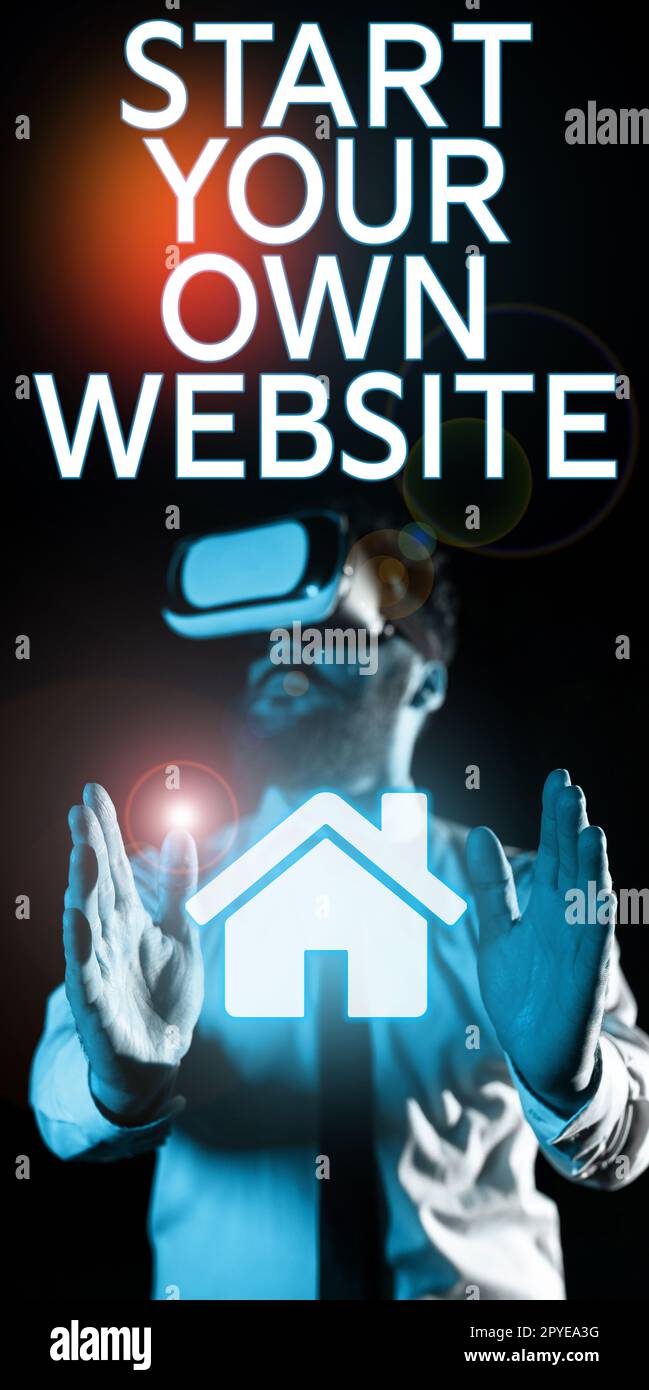 Handschriftlicher Text Erstellen Sie Ihre eigene Website. Das Wort auf dient als Erweiterung einer Visitenkarte eine persönliche Website Stockfoto