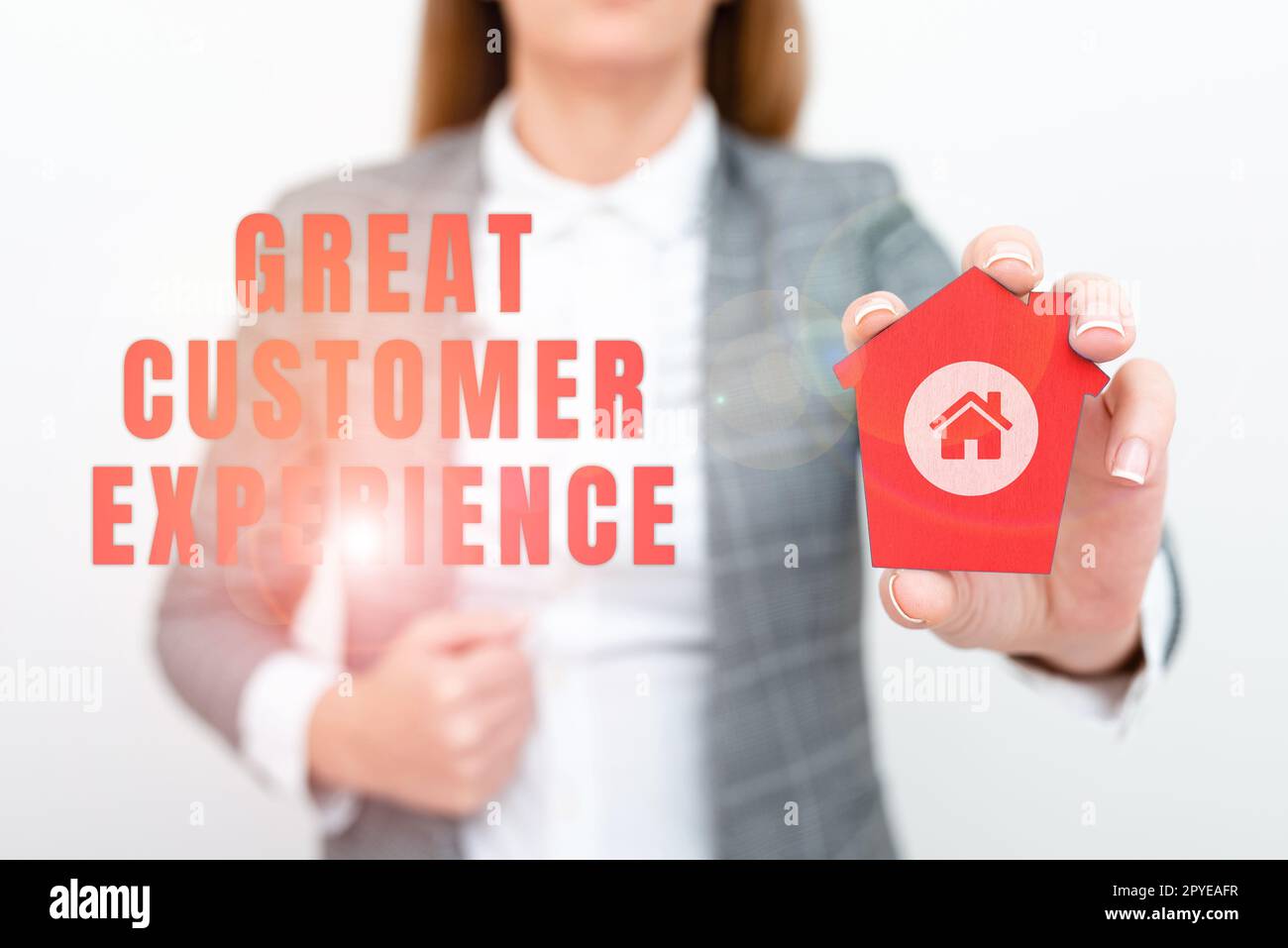 Handgeschriebener Text Great Customer Experience (herausragende Kundenerfahrung). Konzeptfotos, die Kunden freundlich und hilfsbereit antworten Stockfoto