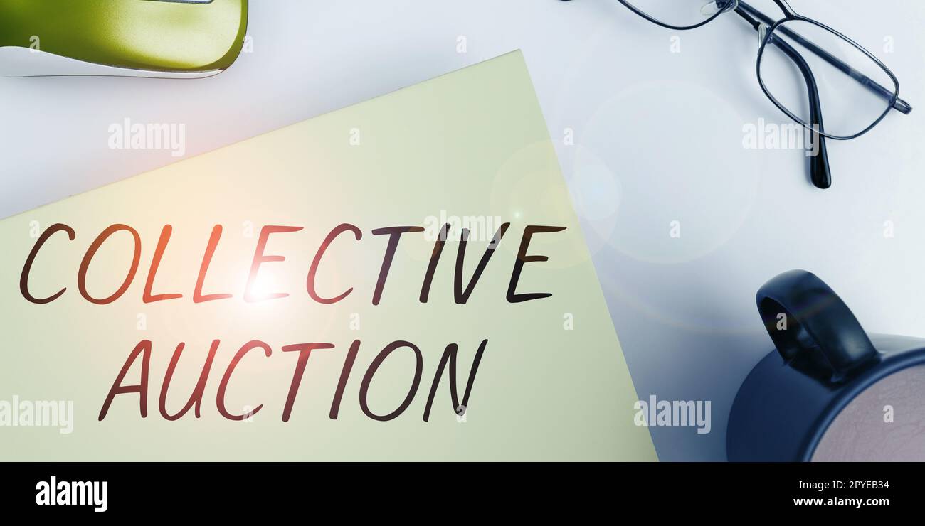 Handschrift Text Collective Auction. Konzeptionelle Fotosammlung und Messung von Informationen über interessante Variablen Stockfoto