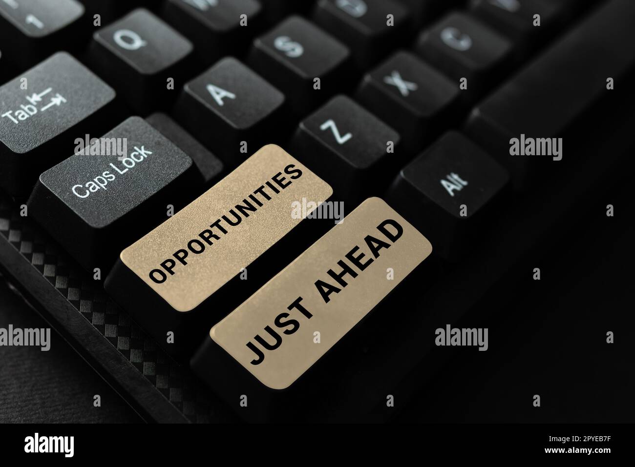Möglichkeiten für konzeptionelle Beschriftungen liegen vor uns. Ein paar Umstände, die es ermöglichen, etwas in kurzer Zeit zu tun Stockfoto