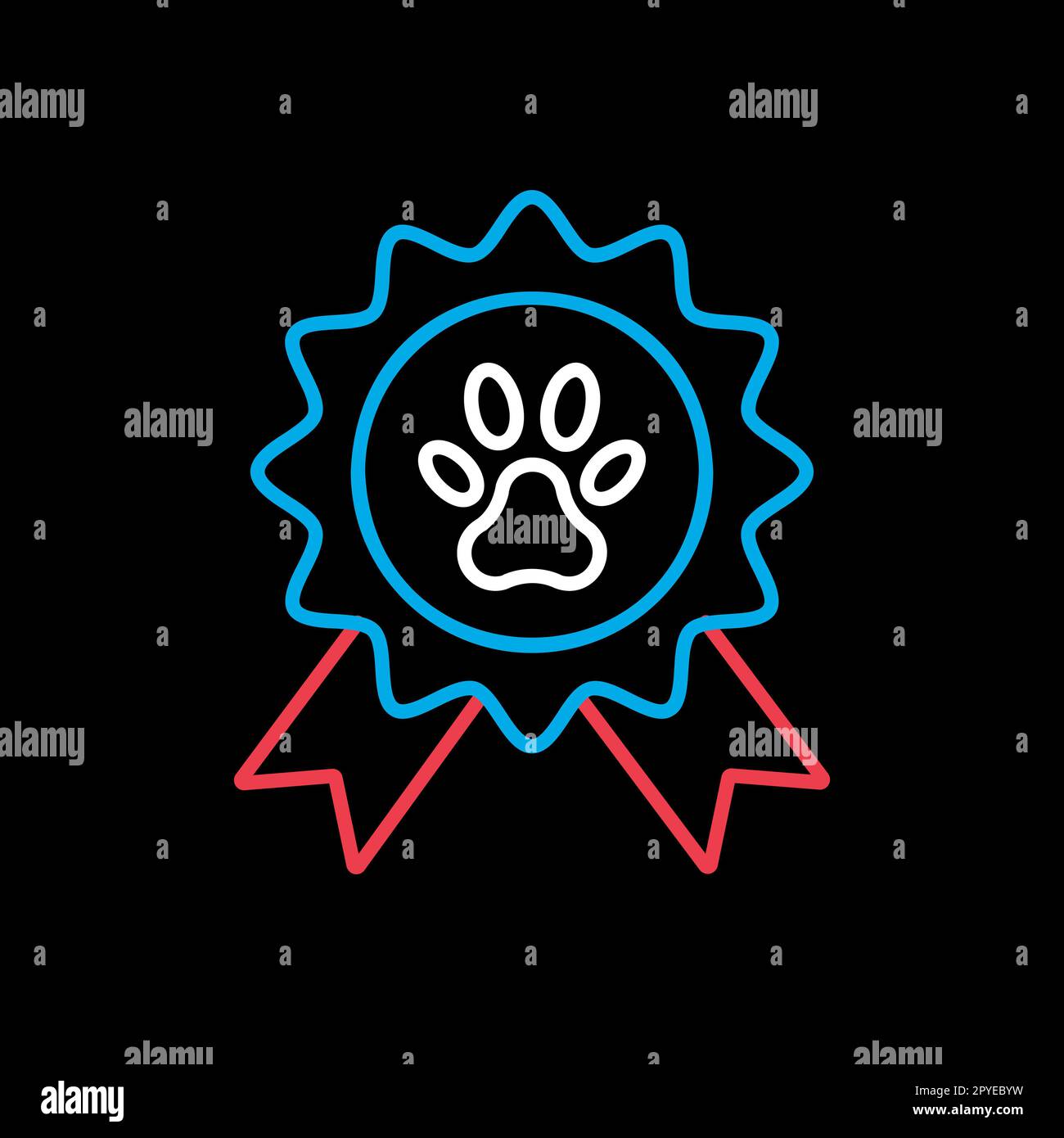 Vektorsymbol für Tierprämien auf schwarzem Hintergrund. Tierzeichen. Diagrammsymbol für Website- und App-Design für Haustiere und Tiere, Logo, App, UI Stockfoto