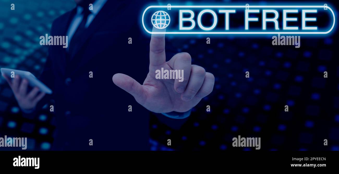 Schreiben zeigt Text bot Free an. Wort für ein Computerprogramm, das automatisch Internet-Roboter funktioniert Stockfoto