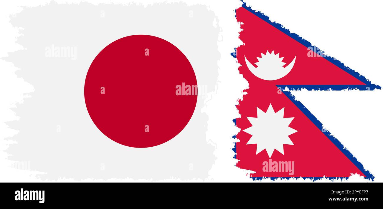Nepal und Japan Grunge Flaggen Verbindung, Vektor Stock Vektor