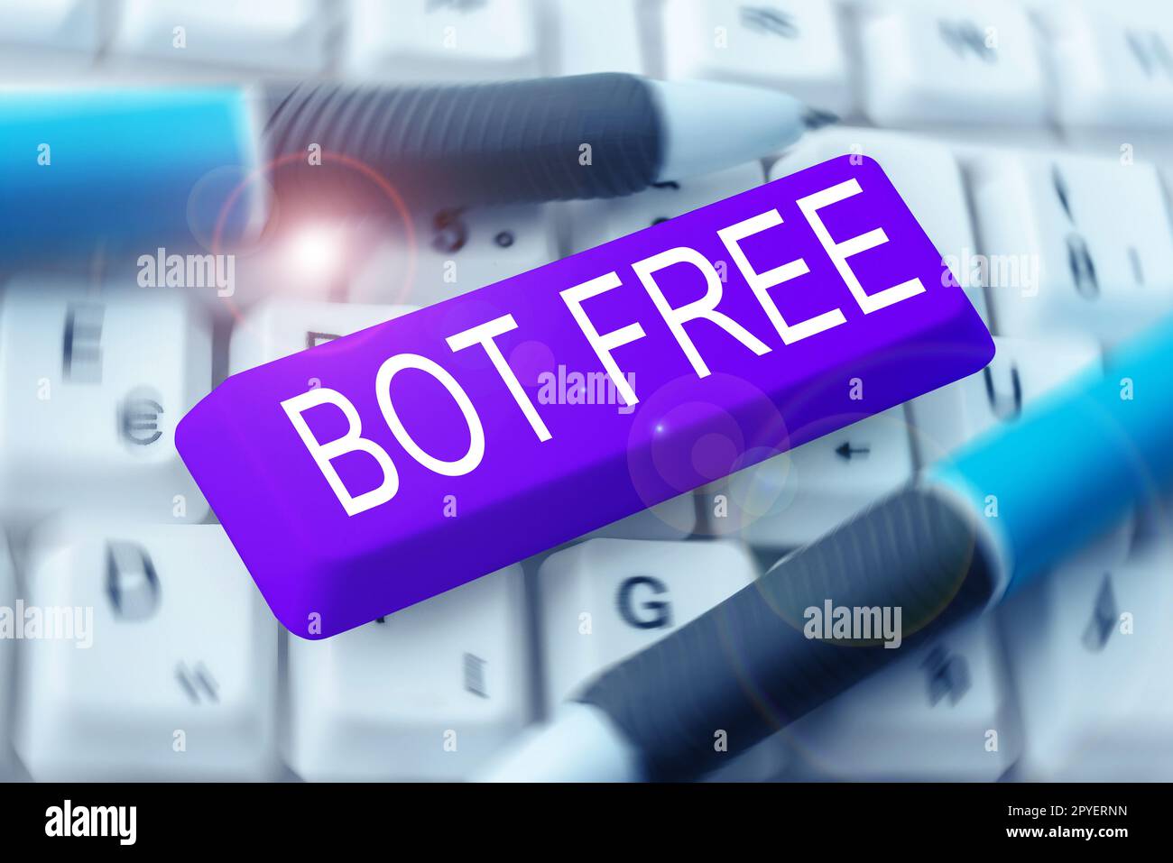 Schild mit bot Free. Konzept bedeutet ein Computerprogramm, das automatisch Internet-Roboter bedient Stockfoto