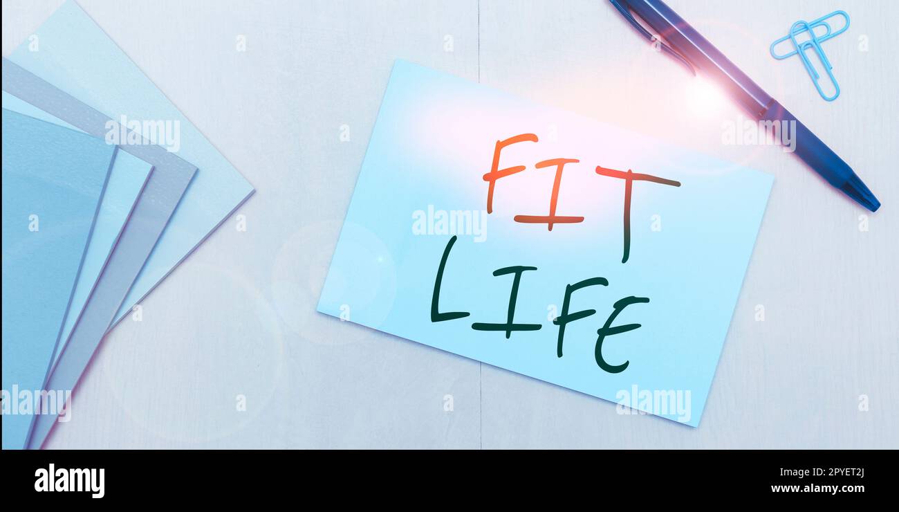 Konzeptionelle Darstellung Fit Life. Business Showcase Aufrechterhaltung eines gesunden Körpergewichts mit Diät und Bewegung gesundes Leben Stockfoto