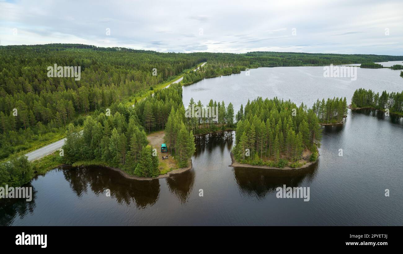 Machen Sie eine Pause am Ockersee in der Nähe der Stadt FÃ¶llinge, JÃ¤mtland, Schweden Stockfoto