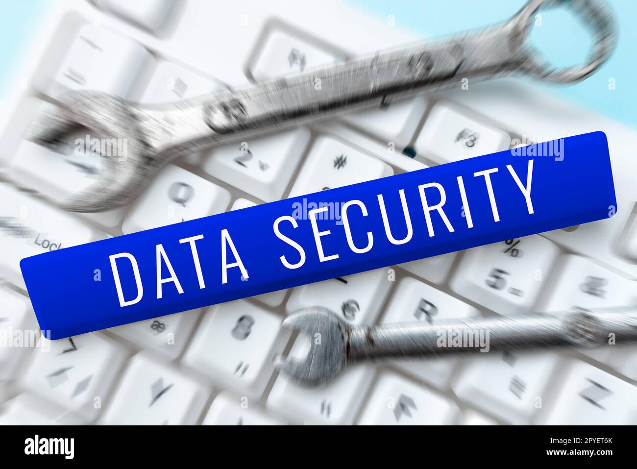 Text mit Inspiration Datensicherheit. Internet-Konzept Vertraulichkeit Disk Encryption Backups Passwortschutz Stockfoto