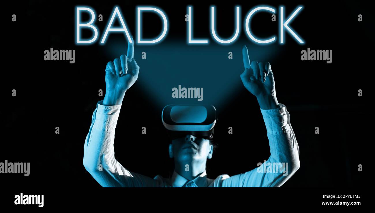 Begrifflicher Titel Unglück. Begriff bedeutet einen unglücklichen Zustand, der aus ungünstigen Ergebnissen Unruhe resultiert Stockfoto