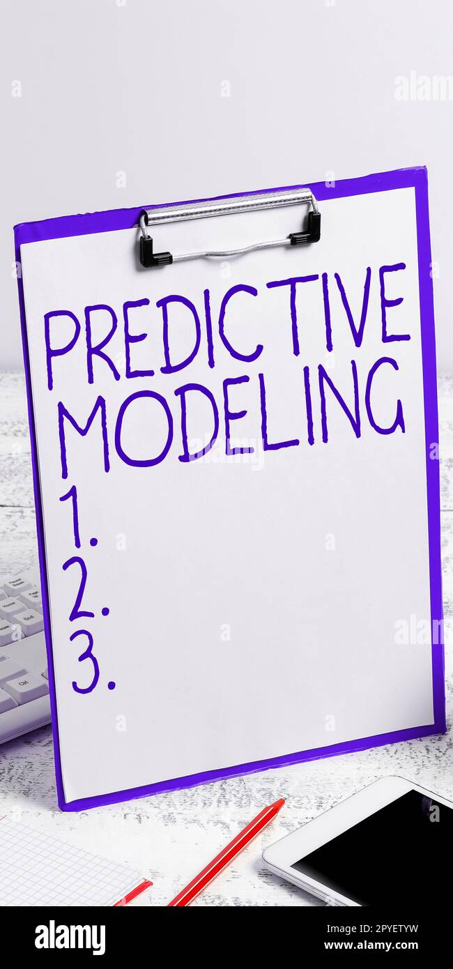 Handschriftlicher Text Predictive Modeling. Business Approach Wartungsstrategie auf Basis von Predictive Analytics Stockfoto