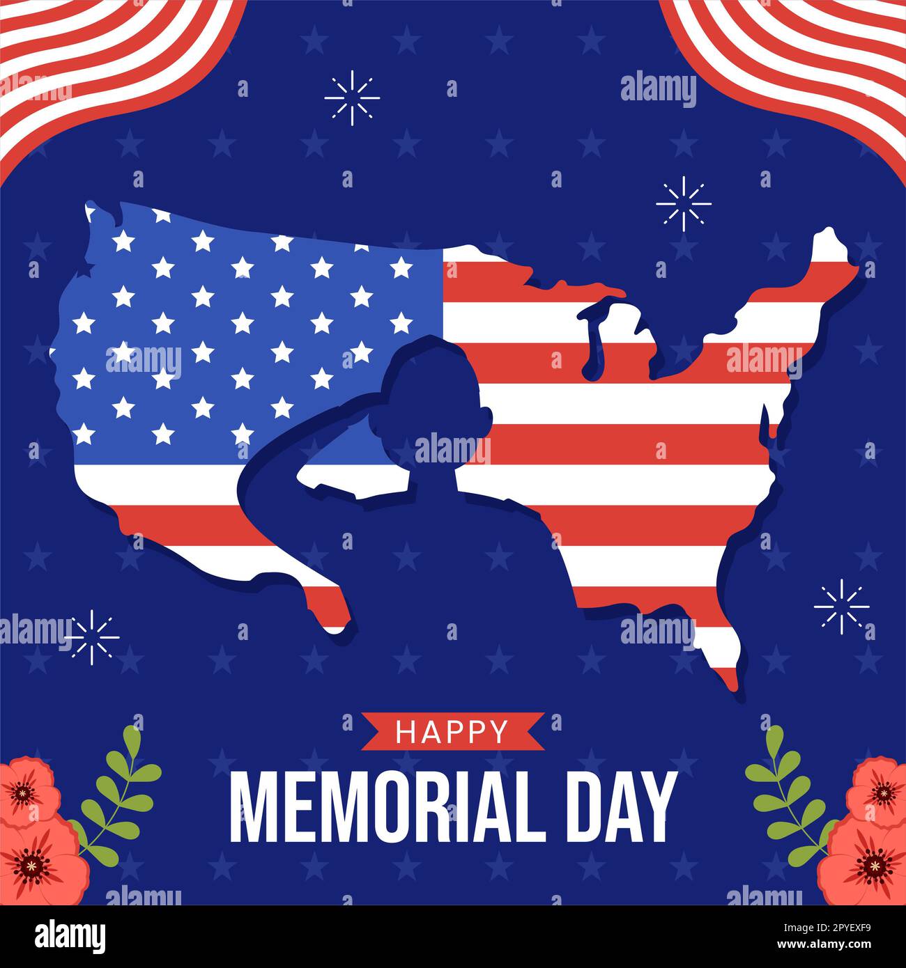 Handgezeichnete Vorlagen Für Zeichentrickfilme Aus Sozialen Medien Am Memorial Day Stockfoto