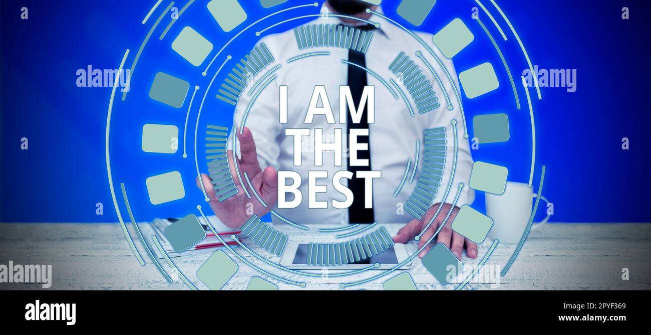 Handschriftlicher Text Ich bin der Beste. Ein Wort für Dankbarkeit, dass wir noch einen Tag Philosophie leben Stockfoto