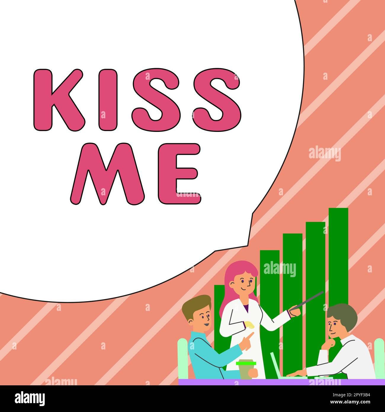 Text mit Inspiration Kiss Me. Ein Wort, das auf mich geschrieben wurde, bittet mich, meine Lippen mit deinen Lippen zu berühren oder gegen mich zu drücken Stockfoto