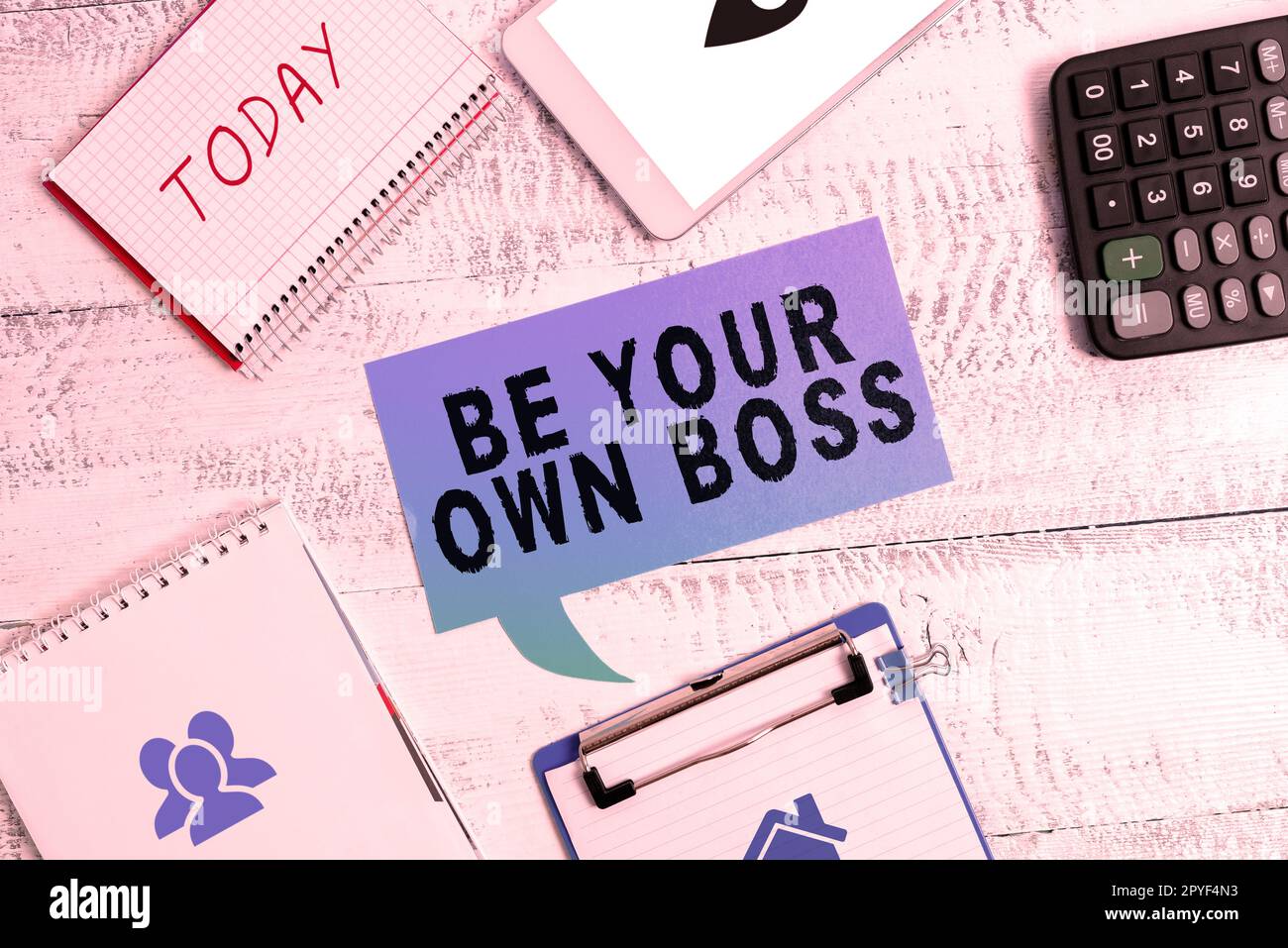 Handschrifttext sei dein eigener Boss. Business Showcase Entrepreneurship Start Business Independence Selbstständige Stockfoto