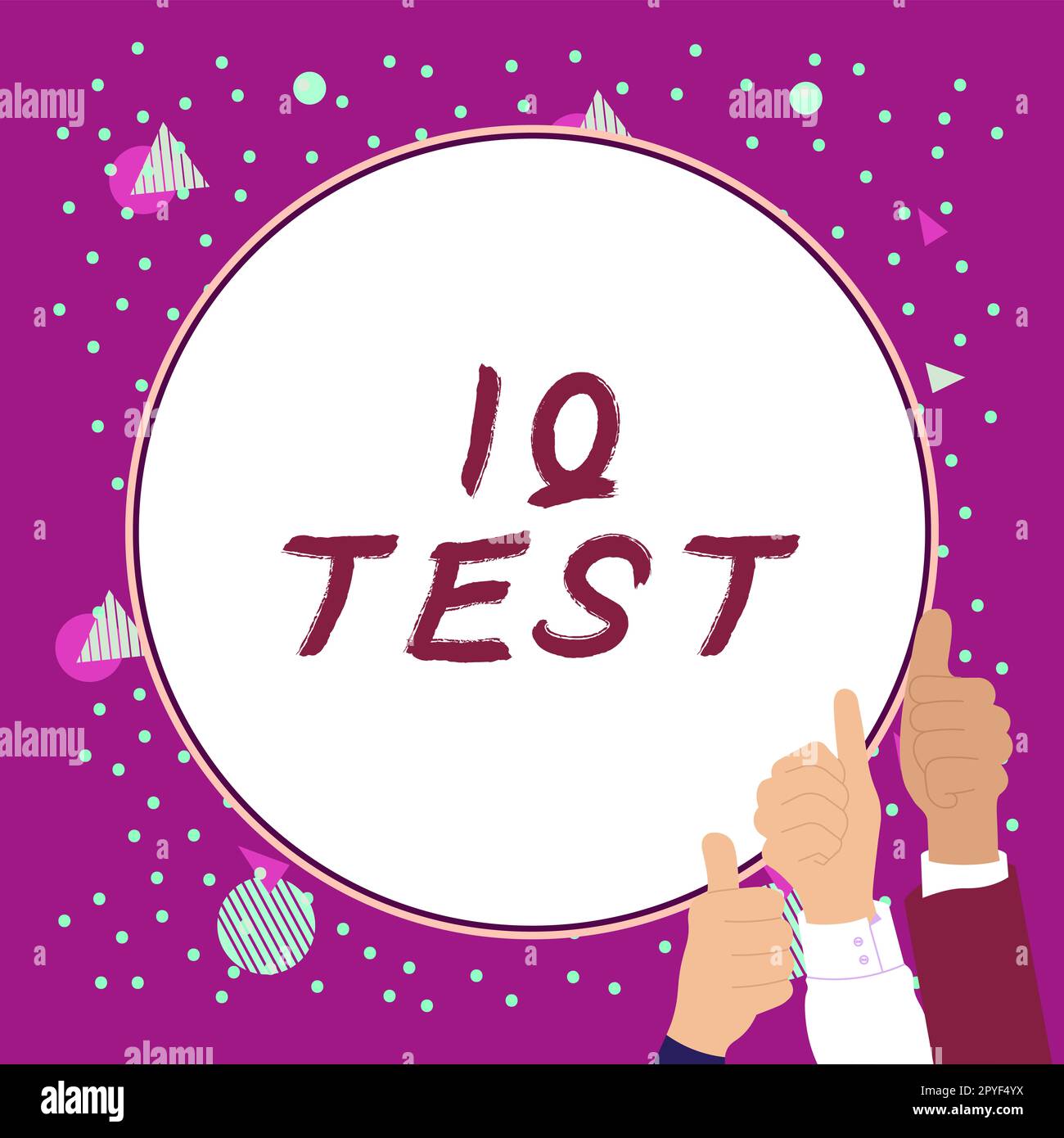 Inspiration mit Zeichen-IQ-Test. Ein Wort für den Versuch, Ihre kognitive Fähigkeit zu messen, menschliche Intelligenz zu beurteilen Stockfoto