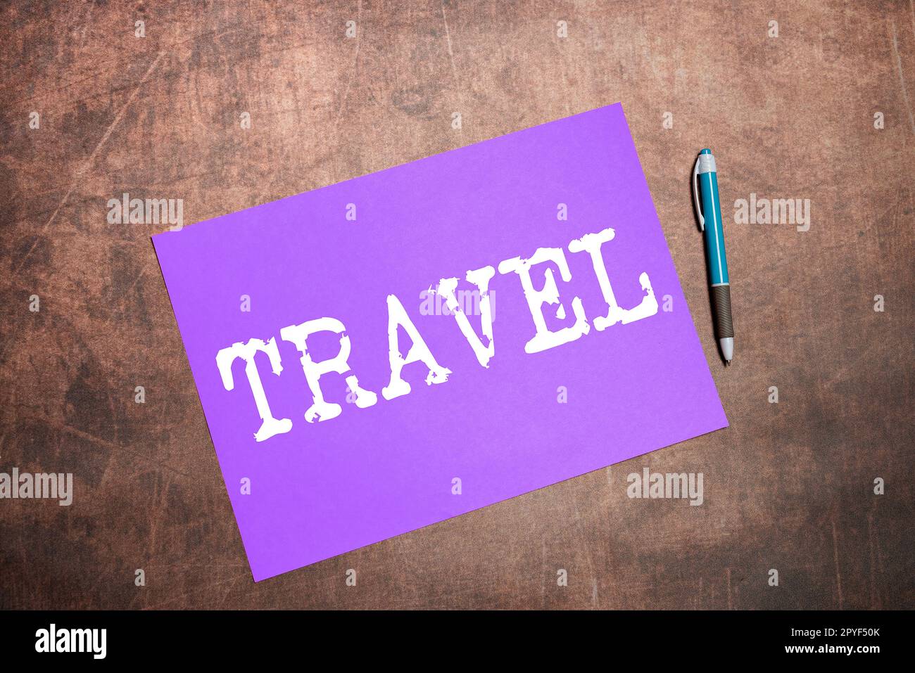 Konzeptionelle Anzeige Reise. Ein Wort für „Reise machen“, typischerweise von einer gewissen Länge außerhalb oder innerhalb Ihres Landes Stockfoto