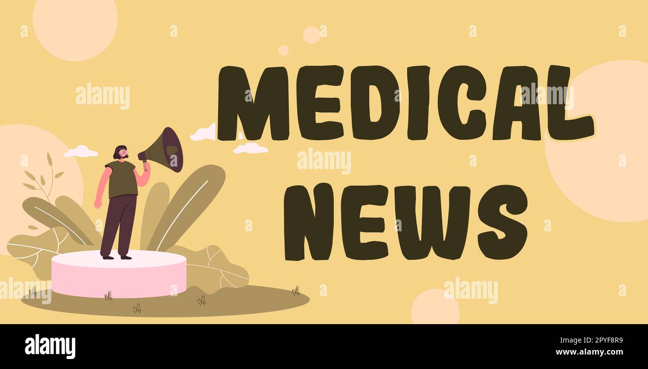 Konzeptionelle Darstellung Medical News. Wort für Bericht oder bemerkenswerte Informationen über den medizinischen Durchbruch Stockfoto