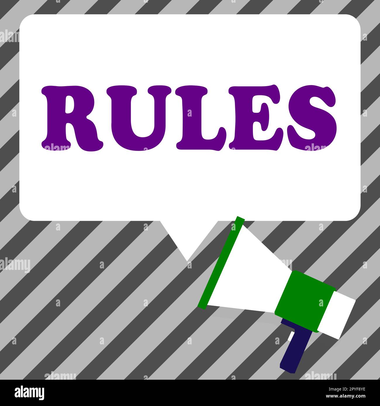 Regeln für handschriftlichen Text. Internetbegriff die Gesetze oder Vorschriften, die für die Einhaltung vorgeschrieben sind Stockfoto