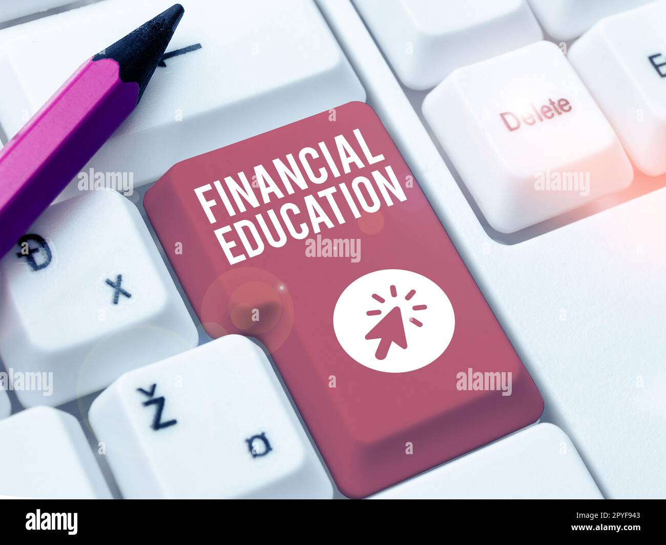 Text mit Inspiration Financial Education. Konzeptfoto zum Verständnis von Währungsbereichen wie Finanzen und Investitionen Stockfoto