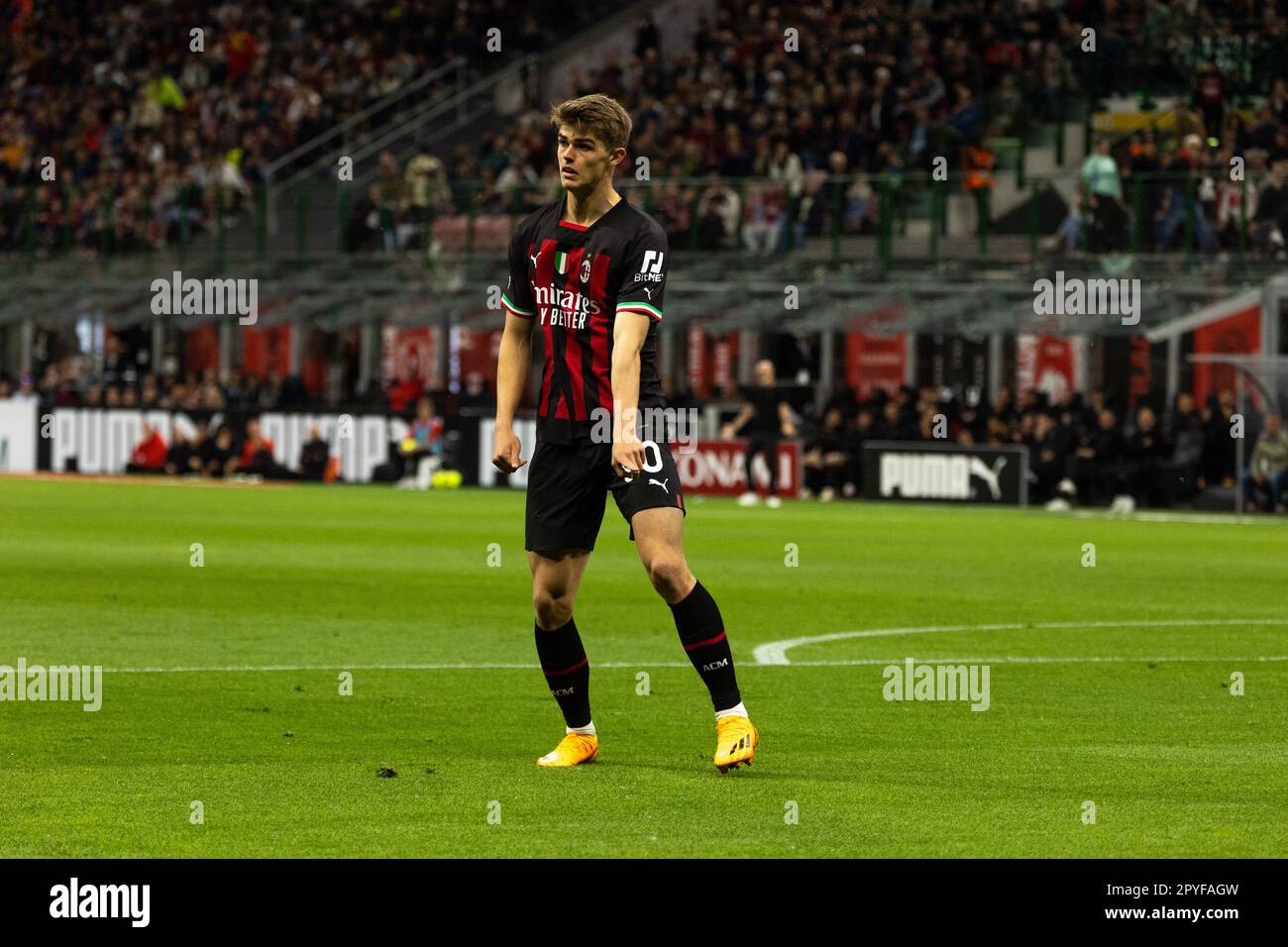 Fußballspiel der Serie A zwischen Atalanta BC und AS Roma im Gewiss Stadium in Bergamo, Italien, am 24 2023. April Stockfoto