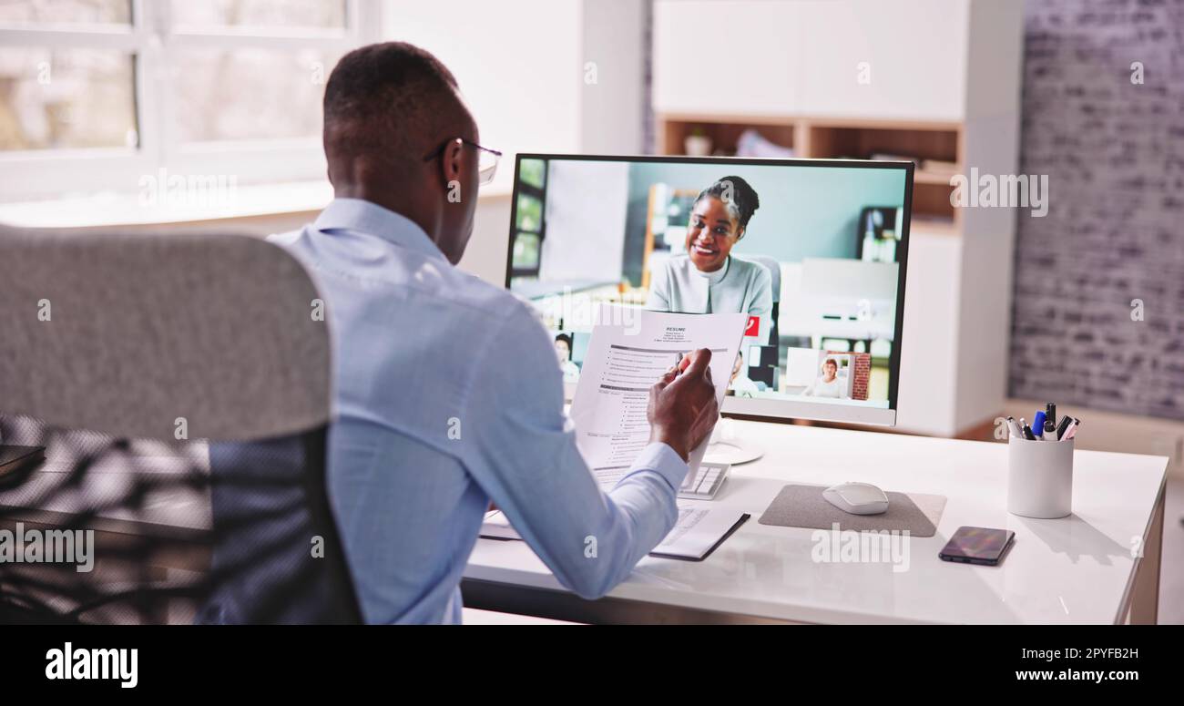 Online-Videokonferenz – Bewerbungsgespräch Stockfoto