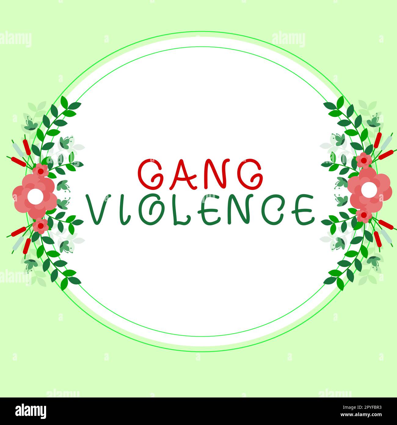 Konzeptionelle Darstellung von Bandengewalt. Das Wort für Gesetzesverstoß, verursacht durch eine Gruppe von Kriminellen und Gangstern Stockfoto