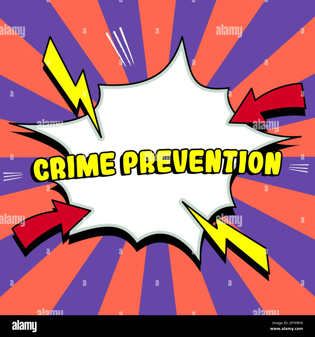 Text zeigt Inspiration Crime Prevention. Konzeptfoto Bundesvergehen illegale Aktivitäten strafbar Stockfoto