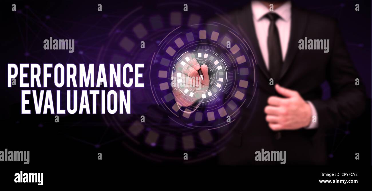 Inspiration mit „Sign Performance Evaluation“. Wort für die Entwicklung und Aktionsplanung eines anderen Stockfoto