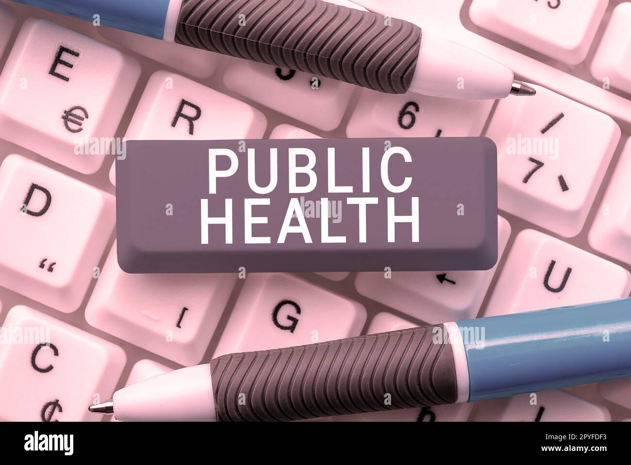 Konzeptunterschrift Public Health. Geschäftskonzept zur Förderung einer gesunden Lebensweise für die Gemeinschaft und ihre Menschen Stockfoto