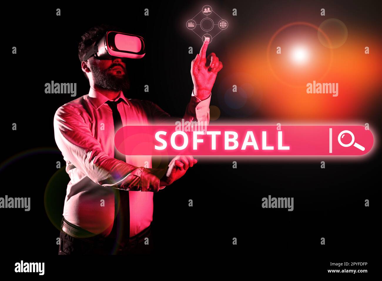 Text mit Inspiration Softball. Ein Wort für einen Sport, der dem Baseball ähnelt, der mit einem Ball und einem Schläger gespielt wird Stockfoto
